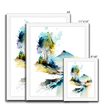 Watercolour Abstract Mystical Landscape Painting Framed Print