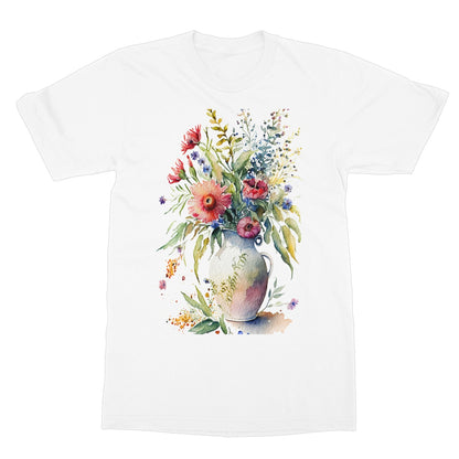 Watercolour Whimsical Flowers in Vase Painting Softstyle T-Shirt