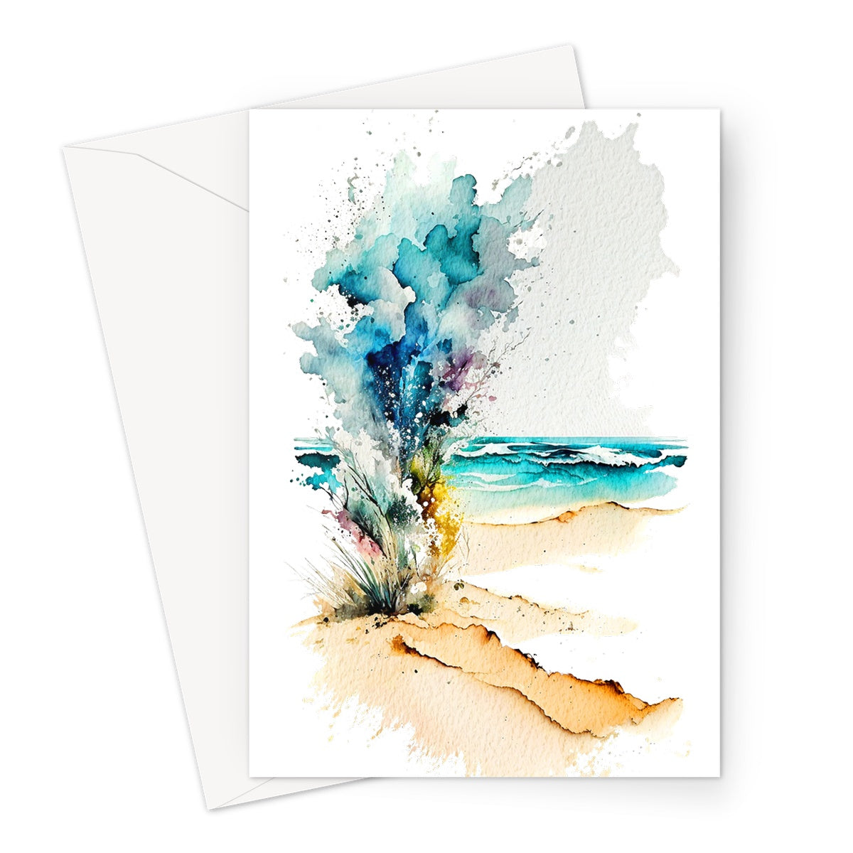 Watercolour Abstract Dazzling Beach Painting  Greeting Card