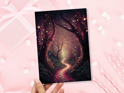 Magical Garden With Mystical Whimsical Lights Greeting Card