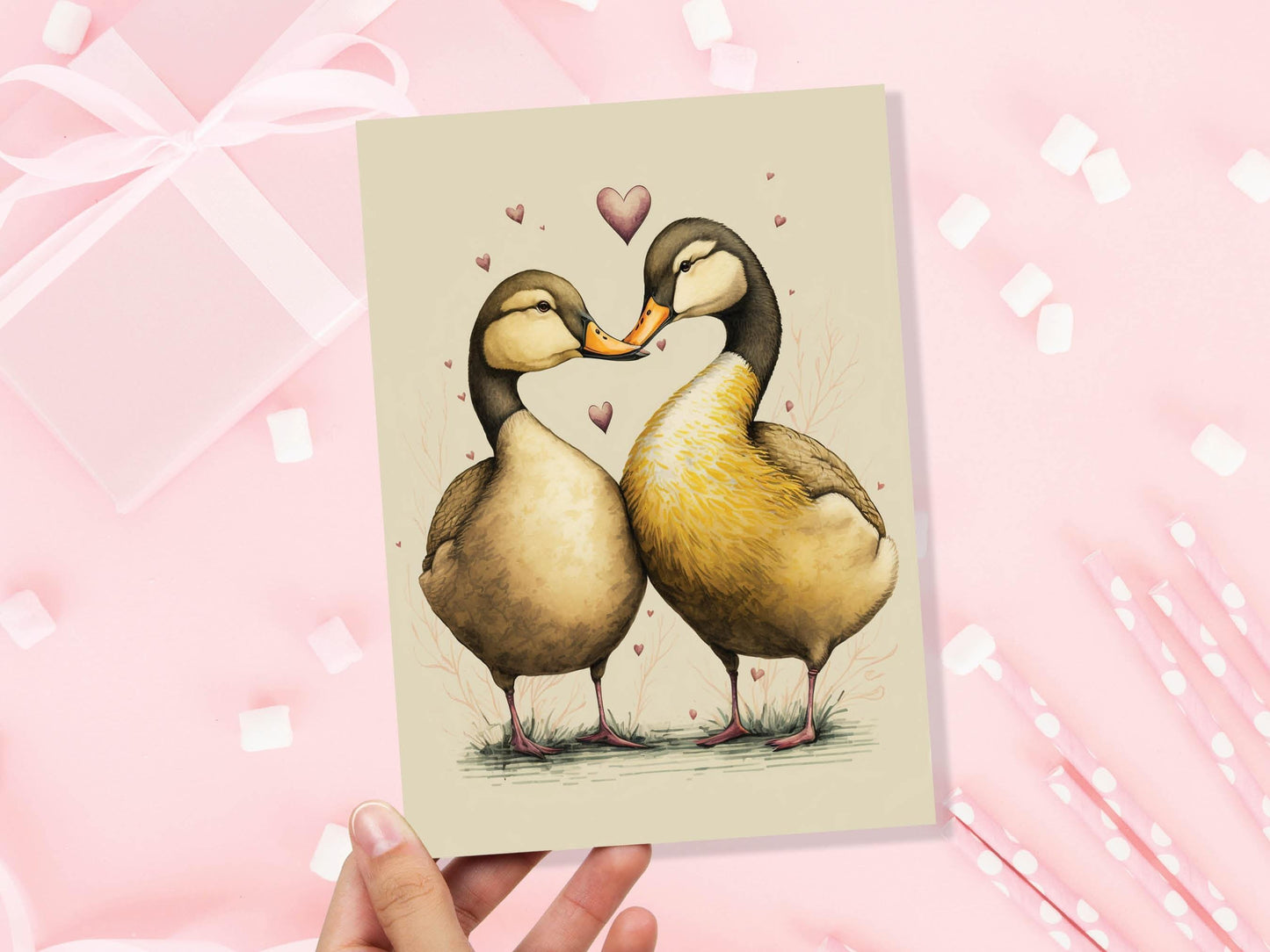 Cute Ducks in Love Greeting Card