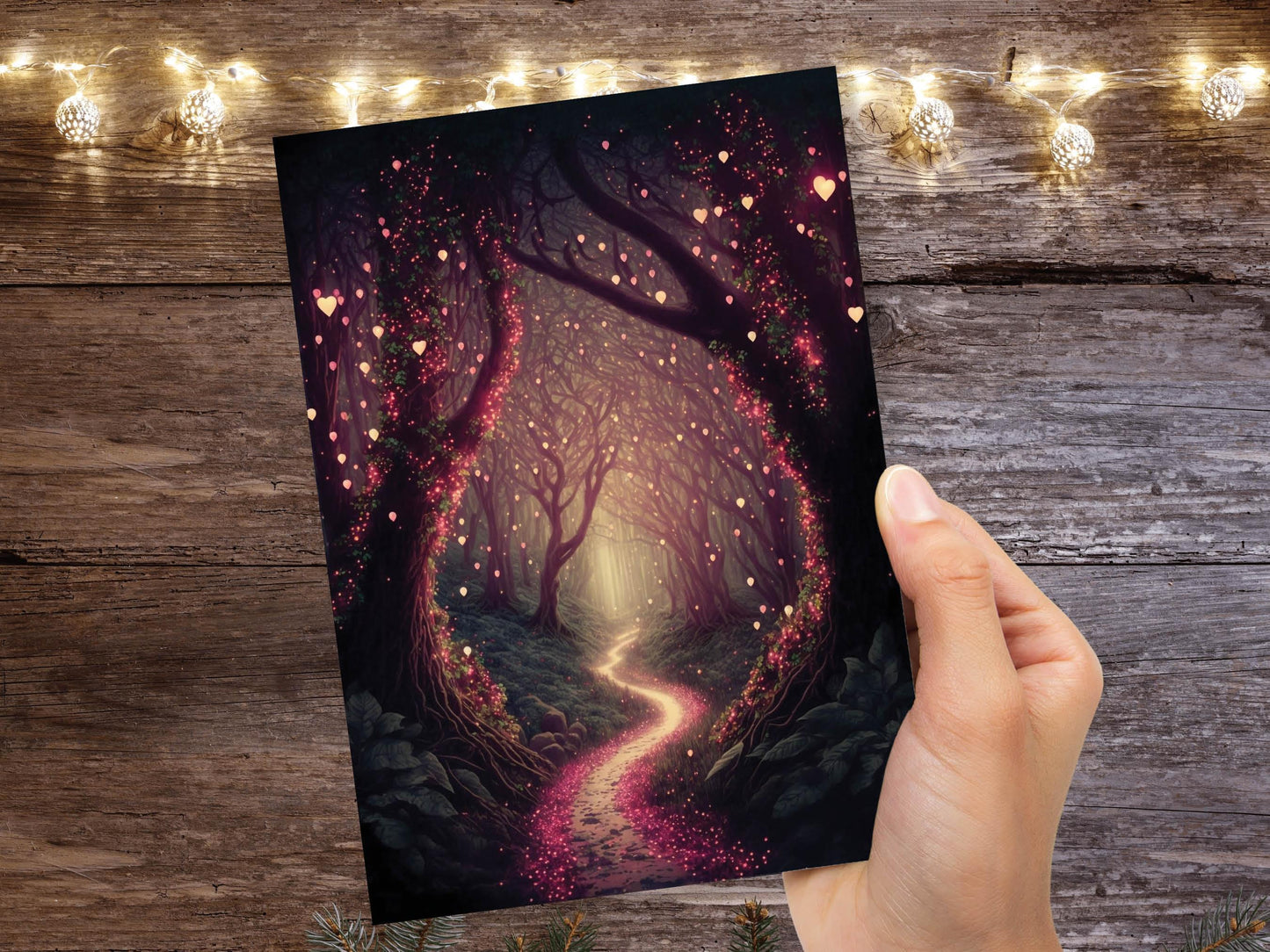 Magical Garden With Mystical Whimsical Lights Greeting Card