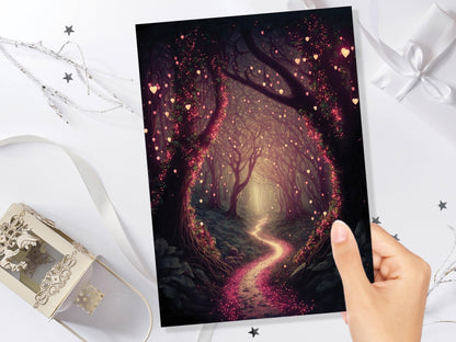 Magical Garden With Mystical Whimsical Lights Greeting Card