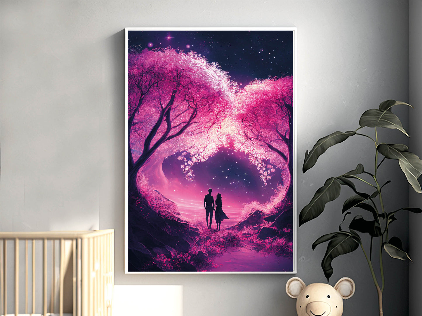 Romantic Enchanted Cherry Blossoms Budget Framed Poster