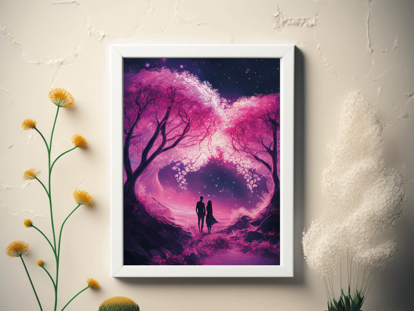 Romantic Enchanted Cherry Blossoms Budget Framed Poster