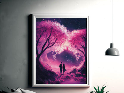 Romantic Enchanted Cherry Blossoms Budget Framed Poster