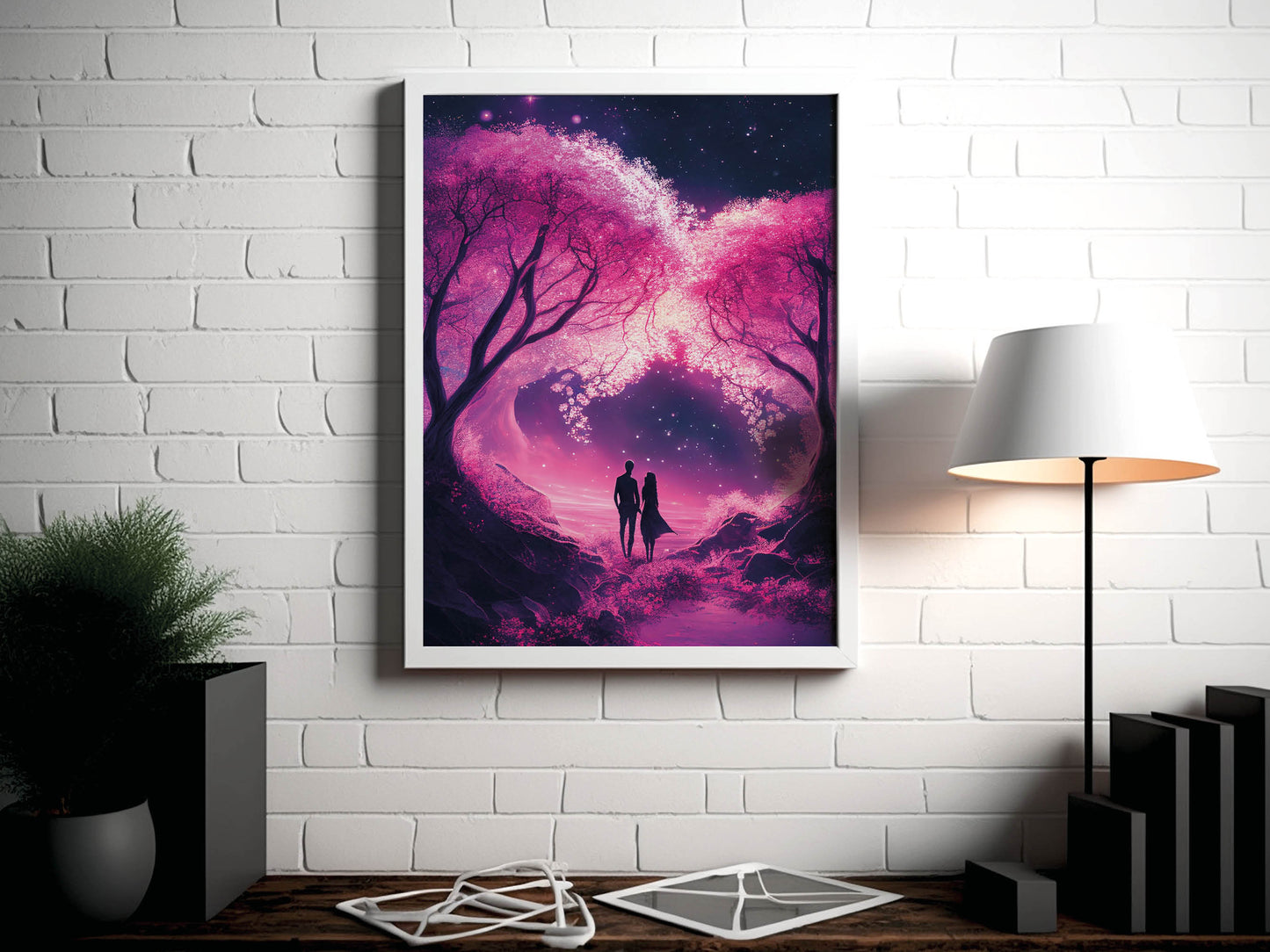 Romantic Enchanted Cherry Blossoms Budget Framed Poster