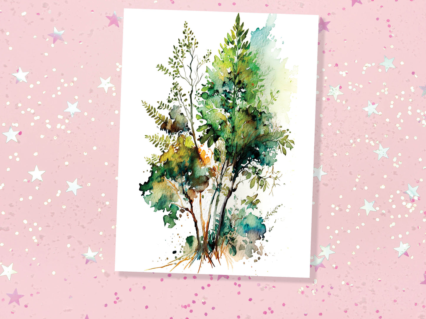 Watercolour Trees Foliage Autumn Leaves Painting Greeting Card