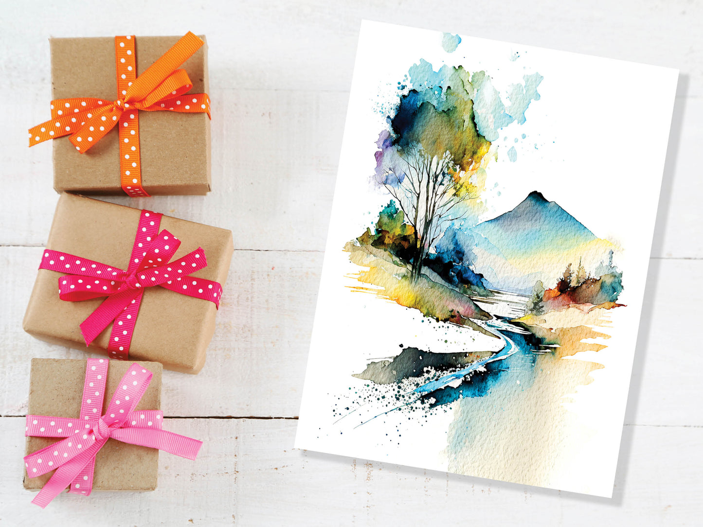 Watercolour Abstract Mystical Landscape Painting Greeting Card