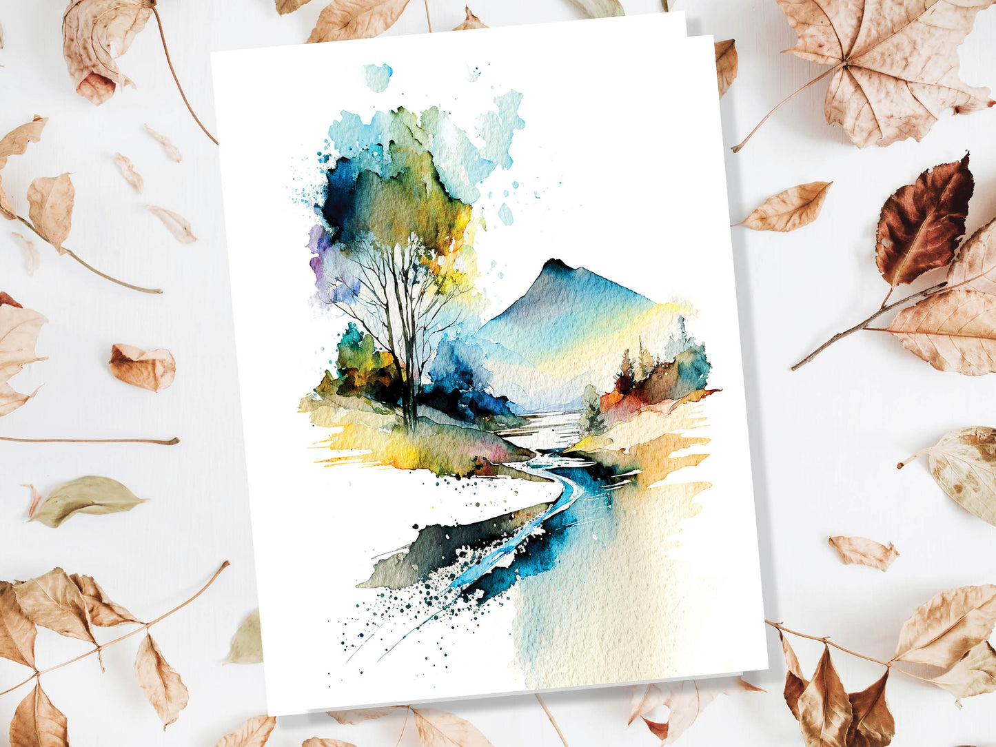 Watercolour Abstract Mystical Landscape Painting Greeting Card