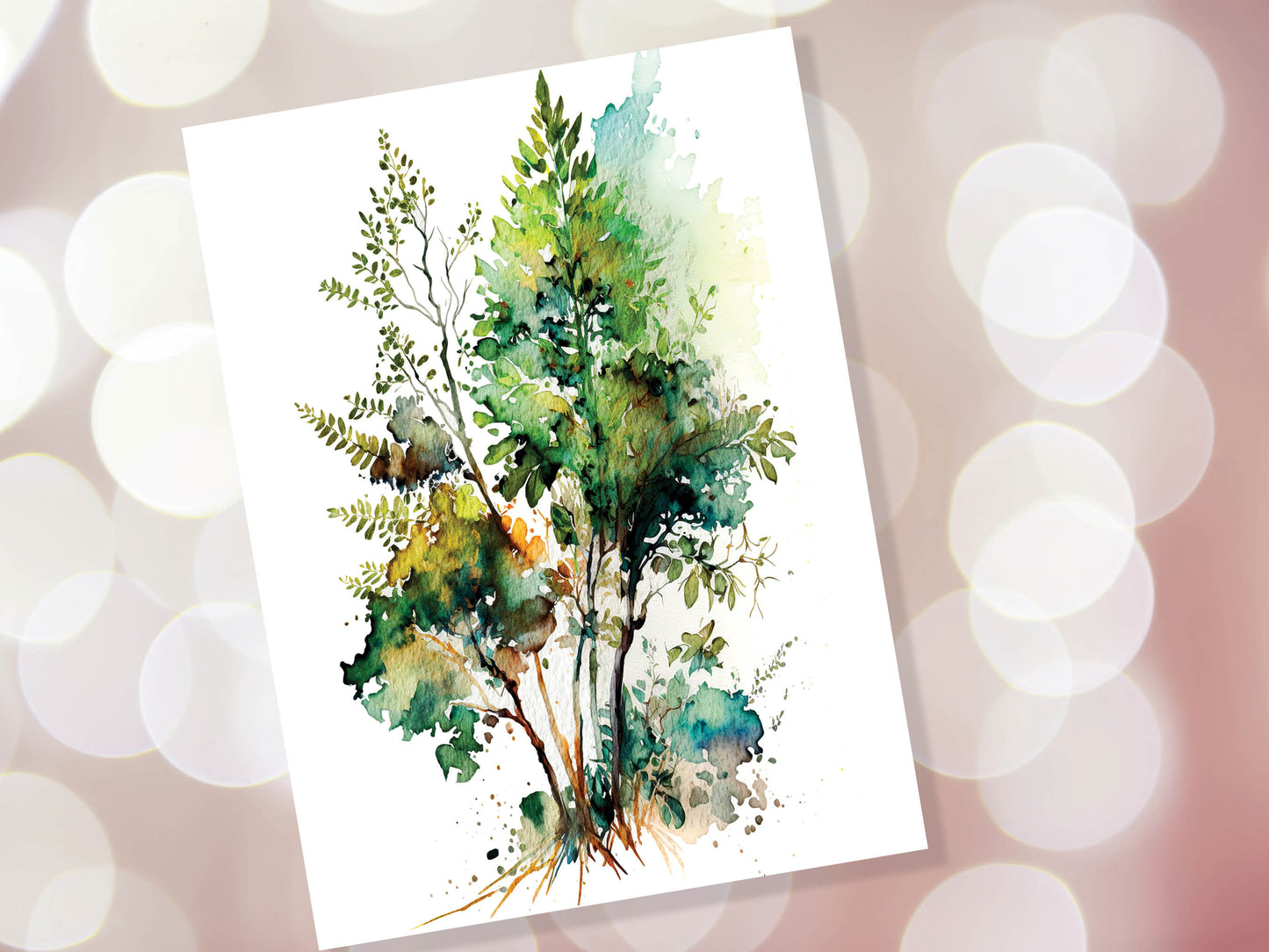 Watercolour Trees Foliage Autumn Leaves Painting Greeting Card