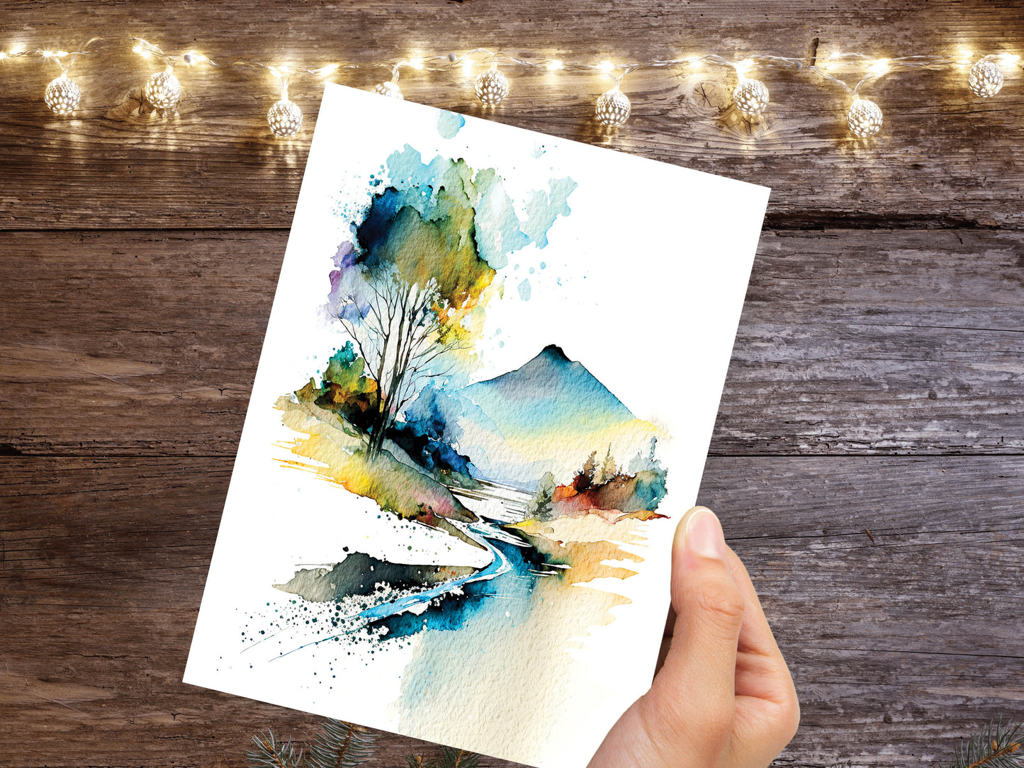 Watercolour Abstract Mystical Landscape Painting Greeting Card