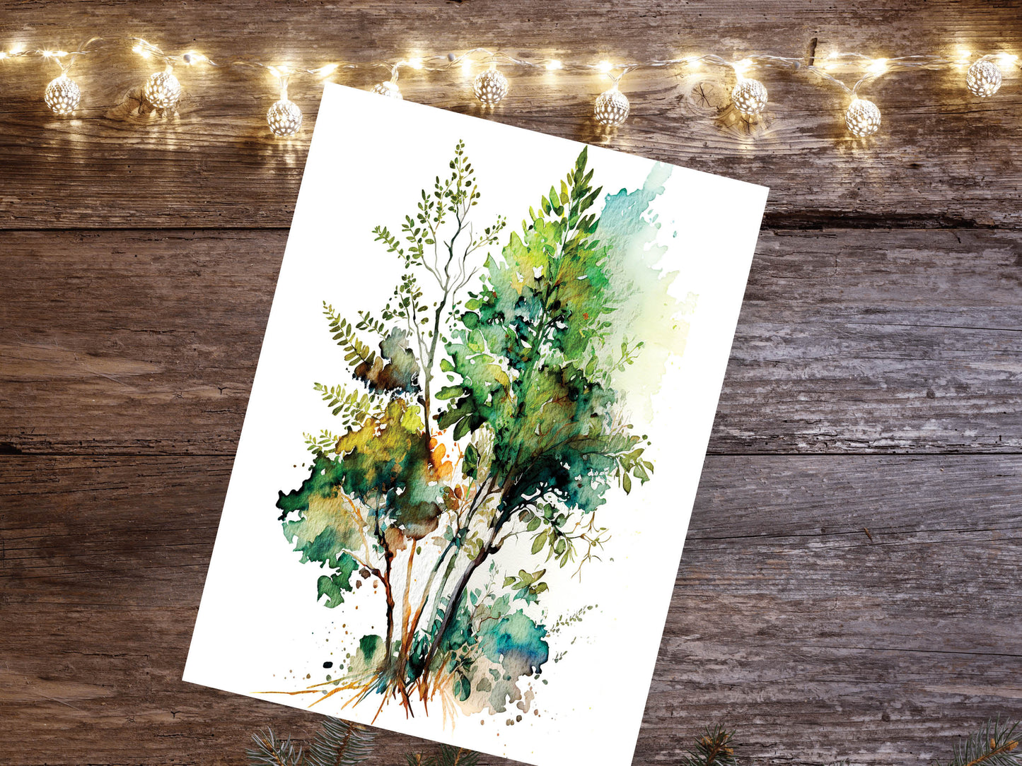 Watercolour Trees Foliage Autumn Leaves Painting Greeting Card