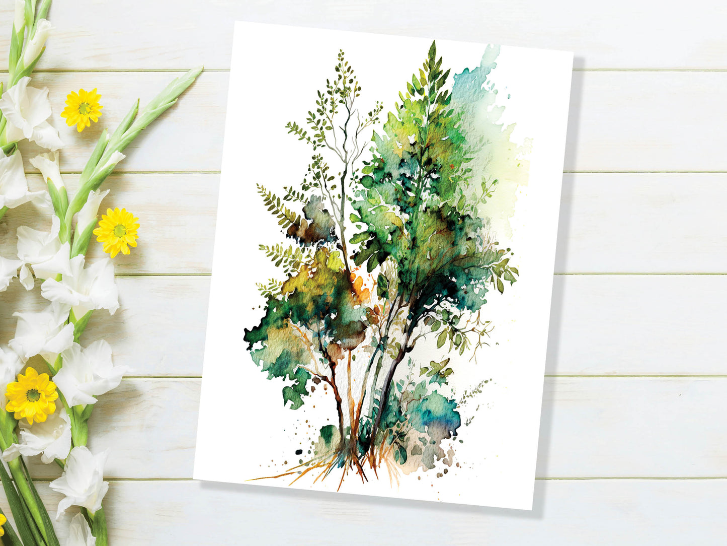 Watercolour Trees Foliage Autumn Leaves Painting Greeting Card