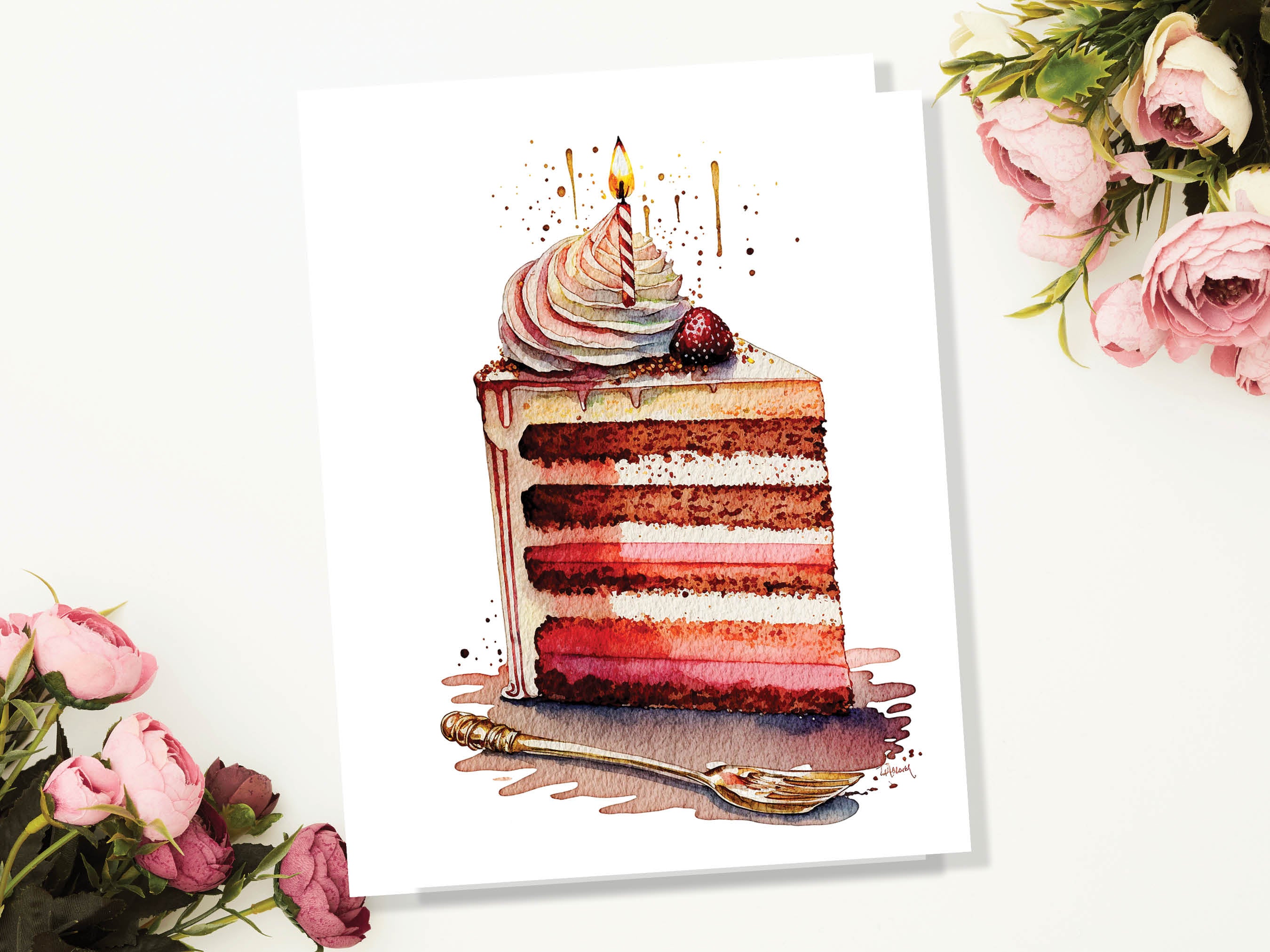 Gold Flower Pink Birthday Cake by Goodies Bakeshop