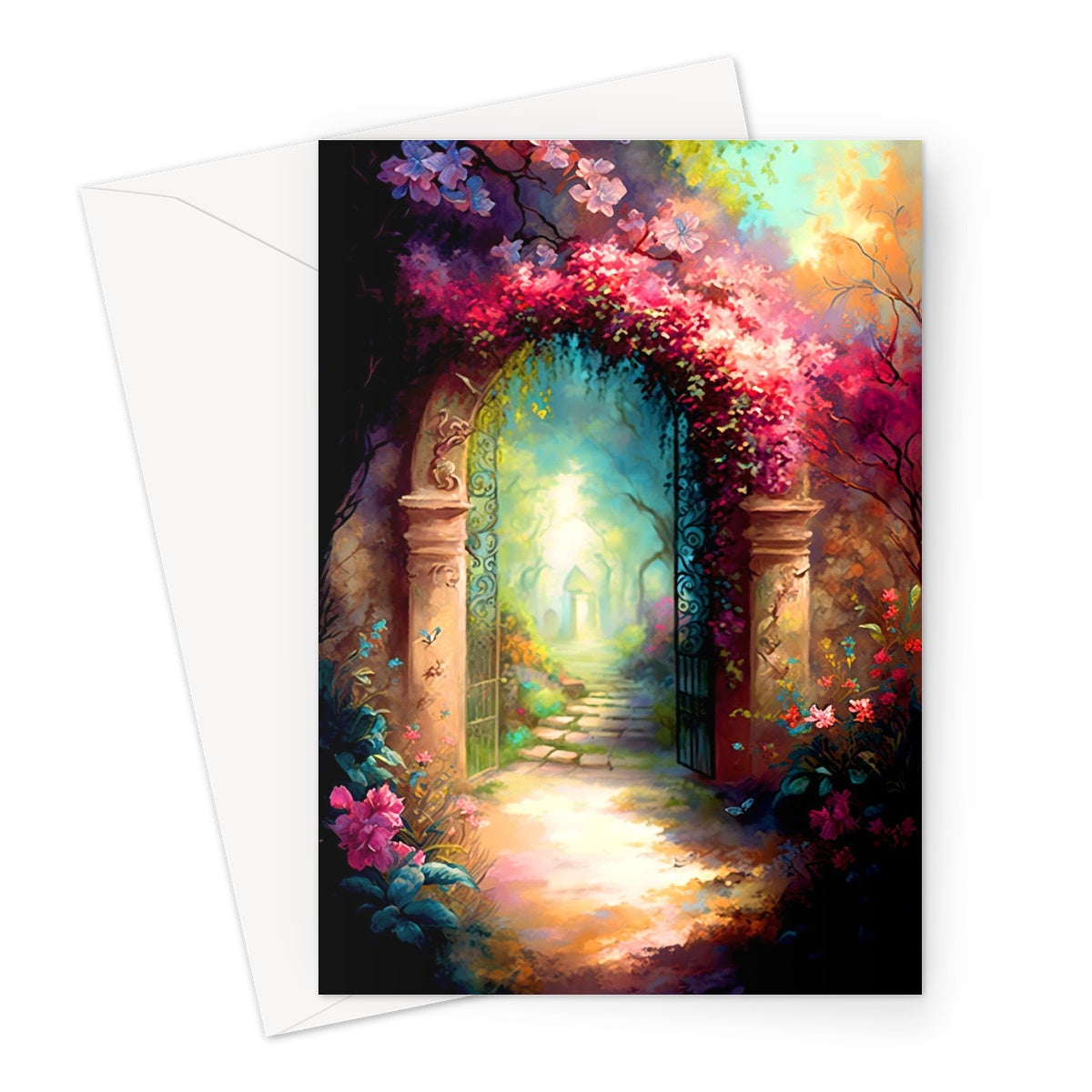 Whimsical Secret Beautiful Garden Painting Greeting Card