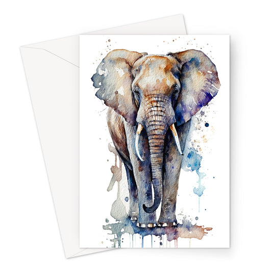 Watercolour Majestic Proud Elephant Painting Greeting Card