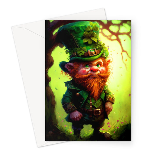 Whimsical Enchanted Leprechaun Illustration Greeting Card