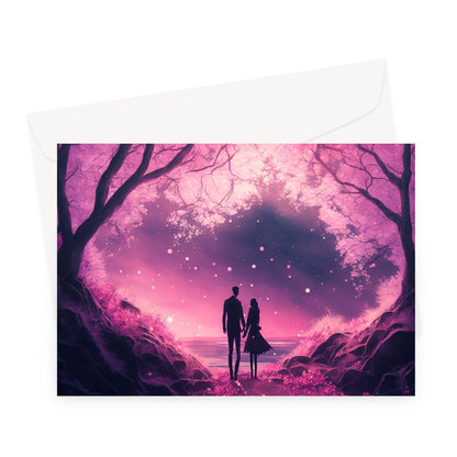 Romantic Enchanted Cherry Blossoms Greeting Card