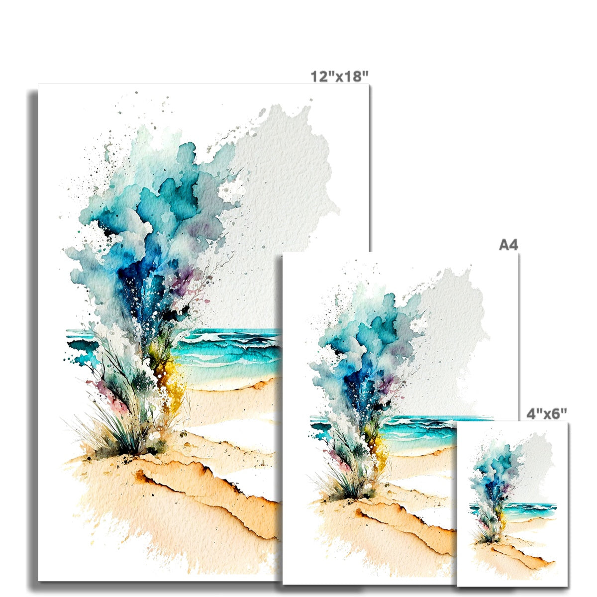 Watercolour Abstract Dazzling Beach Painting  Fine Art Print