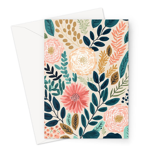 Spring Flowers and Leaves Blossom Peaceful Calming Greeting Card