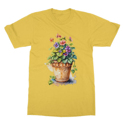 Watercolour Flower Pot Painting Softstyle T-Shirt