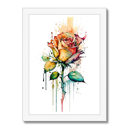 Watercolour Abstract Romantic Rose Painting Framed Print