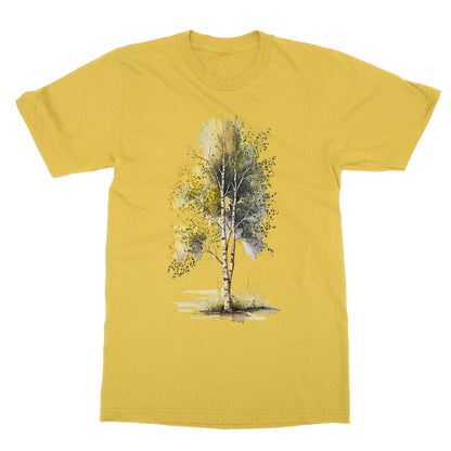 Watercolour Yellow Birch Tree Painting Softstyle T-Shirt