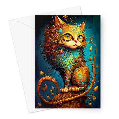 Whimsical Cat Painting Greeting Card