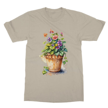 Watercolour Flower Pot Painting Softstyle T-Shirt