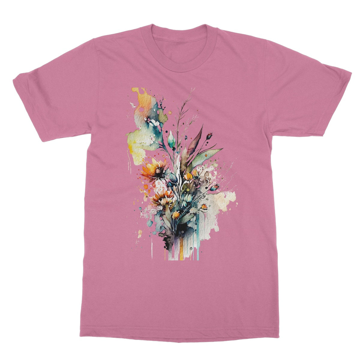 Watercolour Beautiful Abstract Flowers Painting Softstyle T-Shirt