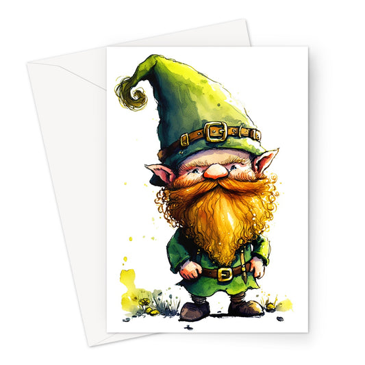 Lucky Whimsical Leprechaun With Ginger Beard Greeting Card