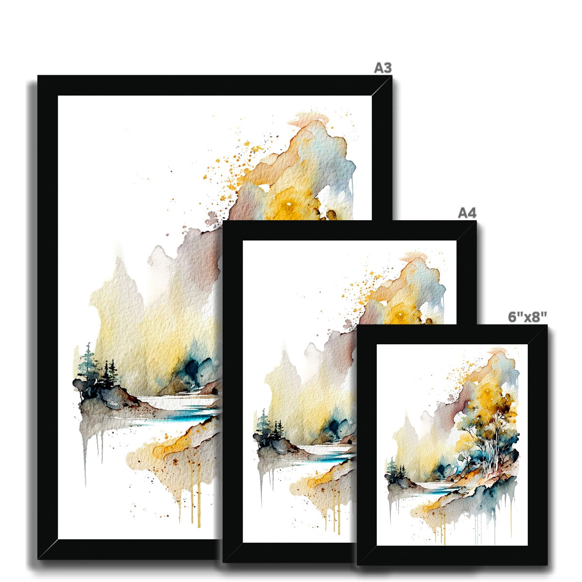 Watercolour Abstract Magical Landscape Painting Framed Print