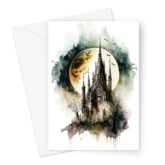 Gothic Ink and Wash Full Moon Greeting Card