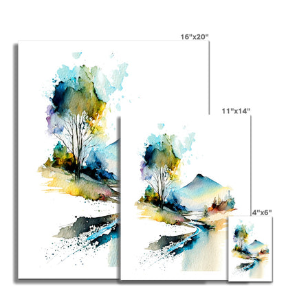 Watercolour Abstract Mystical Landscape Painting Fine Art Print