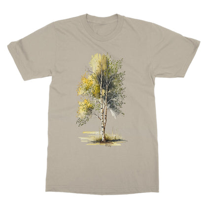 Watercolour Yellow Birch Tree Painting Softstyle T-Shirt