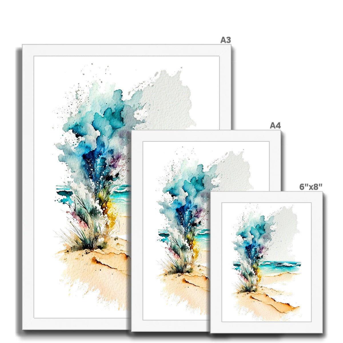 Watercolour Abstract Dazzling Beach Painting  Framed Print