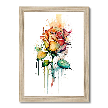 Watercolour Abstract Romantic Rose Painting Framed Print