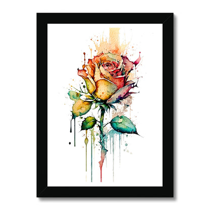 Watercolour Abstract Romantic Rose Painting Framed Print