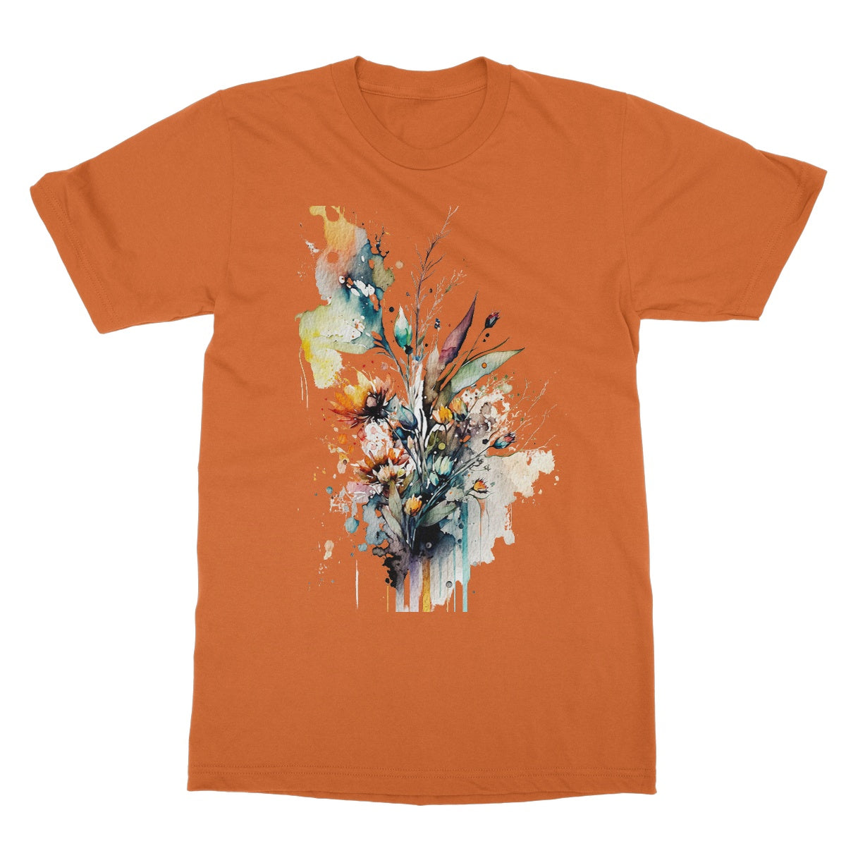 Watercolour Beautiful Abstract Flowers Painting Softstyle T-Shirt