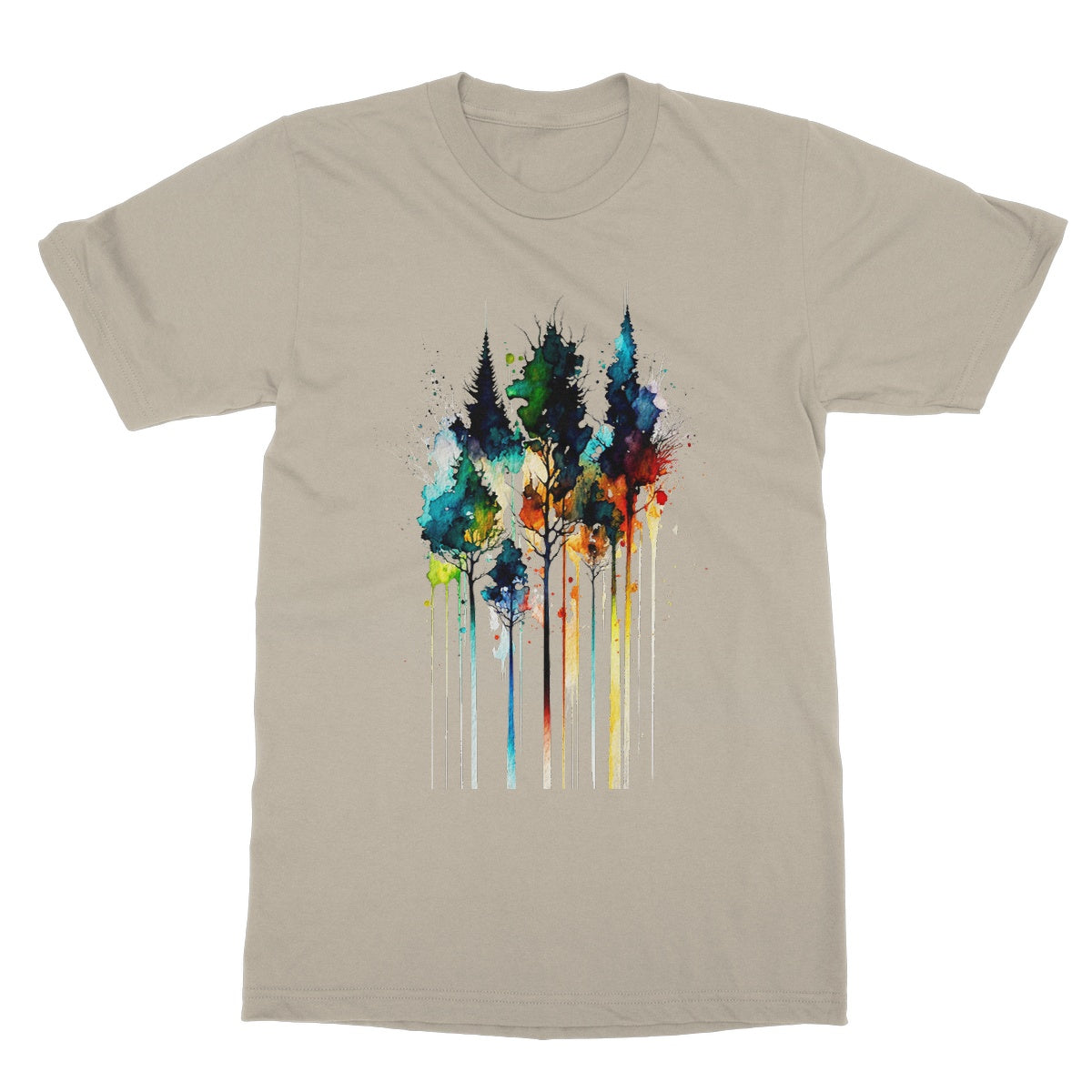 Watercolour Abstract Colourful Trees Painting Softstyle T-Shirt