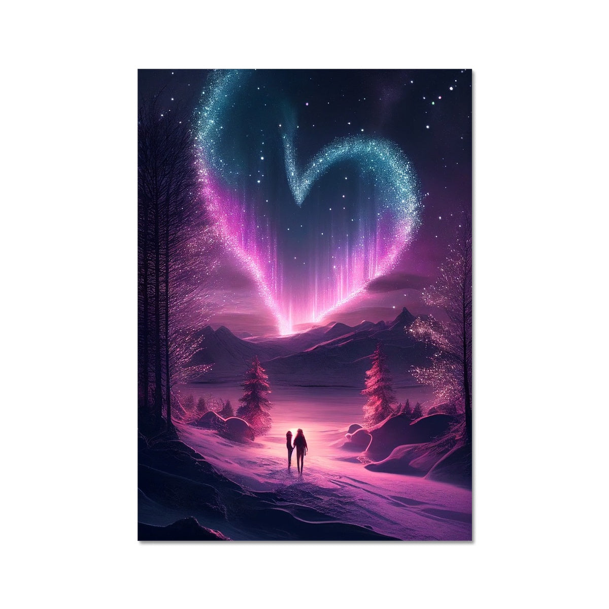 Northern Lights Valentines Heart Fine Art Print