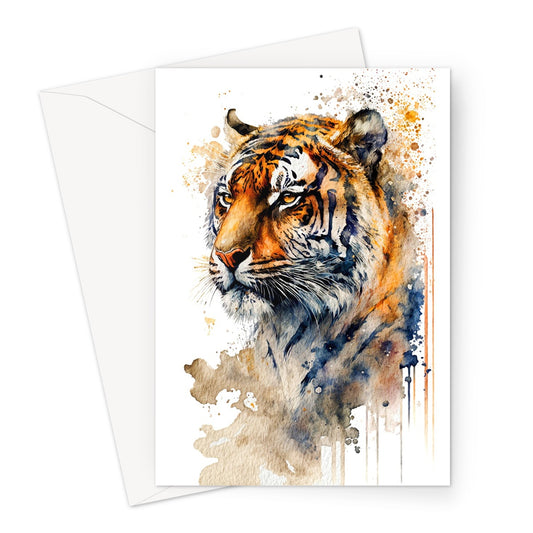 Watercolour Powerful Tiger Painting Greeting Card