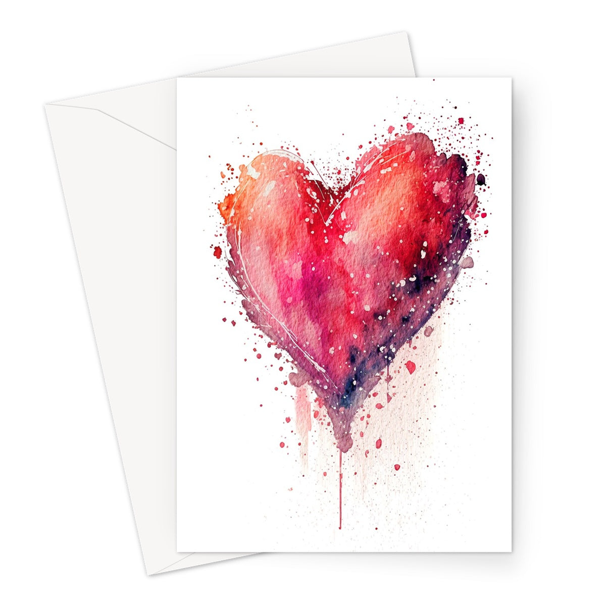 Watercolour Pastel Pink Heart Painting Greeting Card