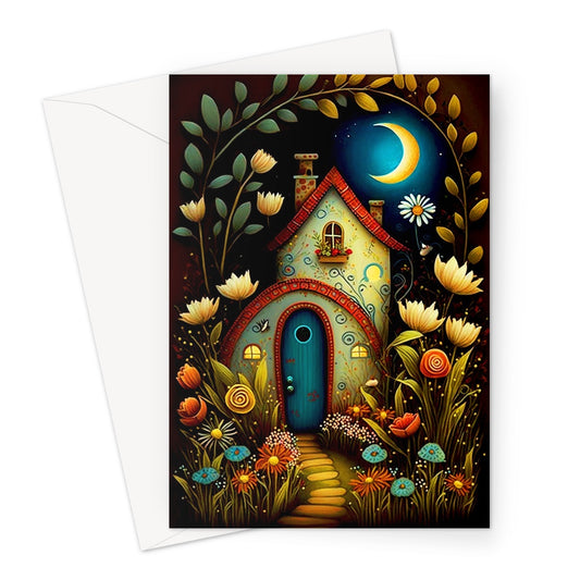 Whimsical Fairy Garden Painting Greeting Card