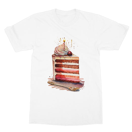 Watercolour Elegant Birthday Cake Painting Softstyle T-Shirt