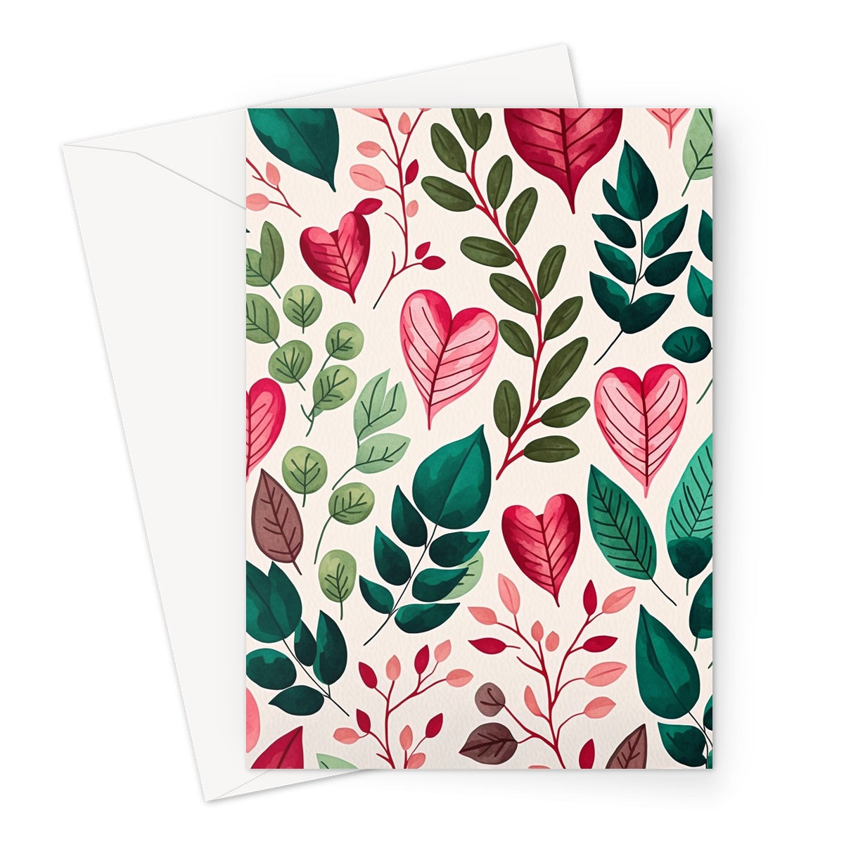 Serene Relaxing Spring Heart Leaves Peaceful Calming Greeting Card