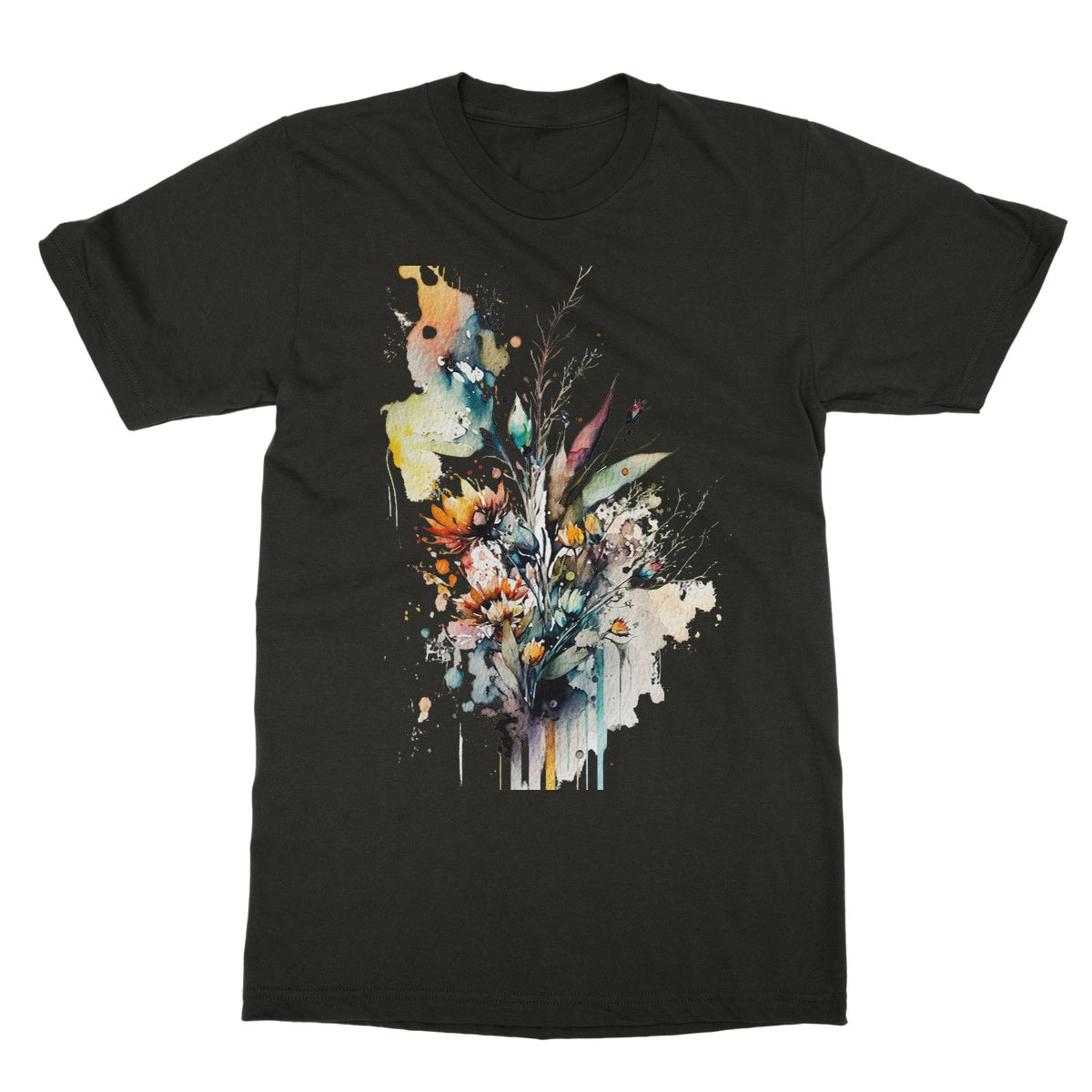 Watercolour Beautiful Abstract Flowers Painting Softstyle T-Shirt