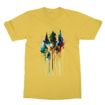 Watercolour Abstract Colourful Trees Painting Softstyle T-Shirt