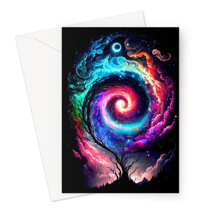 Whimsical Tree Galaxy Illustration Greeting Card